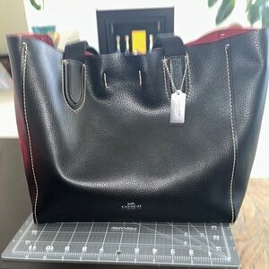Coach Derby Tote Silver/Black Leather 58660